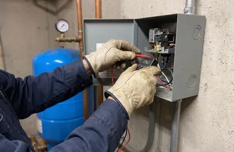 Technician servicing a well pump