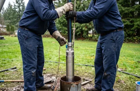 New submersible well pump ready to be installed